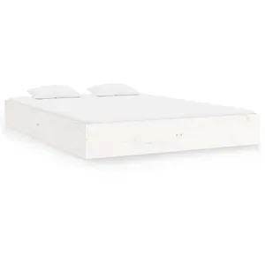 vidaXL Cadre de lit blanc bois massif 120x200 cm pas cher