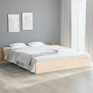 vidaXL Cadre de lit Bois massif 140x200 cm pas cher