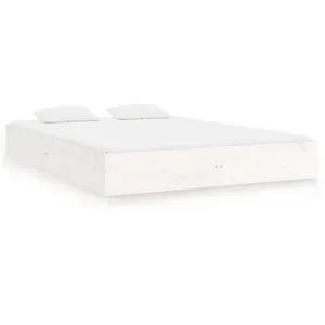 vidaXL Cadre de lit blanc bois massif 160x200 cm pas cher