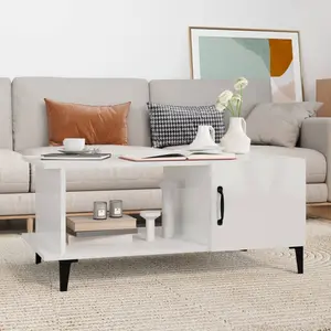 vidaXL Table basse Blanc brillant 90x50x40 cm Bois d'ingénierie pas cher