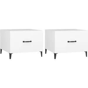vidaXL Tables basses avec pieds en métal 2 pcs Blanc 50x50x40 cm pas cher