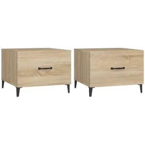 vidaXL Tables basses avec pieds en métal 2 pcs Chêne sonoma 50x50x40cm pas cher