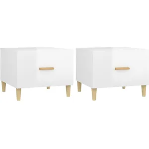 vidaXL Tables basses 2 pcs blanc brillant 50x50x40cm bois d'ingénierie pas cher