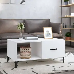 vidaXL Table basse blanc 90x50x40 cm bois d'ingénierie pas cher