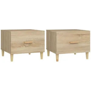 vidaXL Tables basses 2 pcs chêne sonoma 50x50x40 cm bois d'ingénierie pas cher