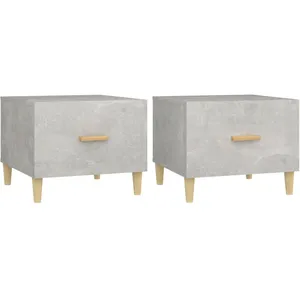 vidaXL Tables basses 2 pcs gris béton 50x50x40 cm bois d'ingénierie pas cher