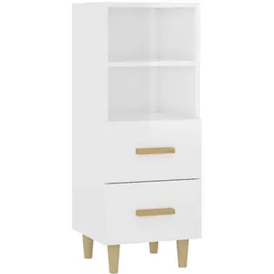 vidaXL Buffet Blanc brillant 34,5x34x90 cm Bois d'ingénierie pas cher