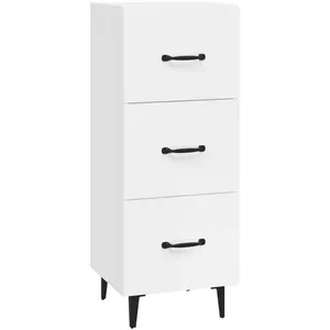 vidaXL Buffet Blanc brillant 34,5x34x90 cm Bois d'ingénierie pas cher