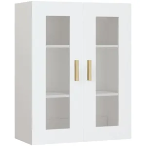 vidaXL Armoire murale suspendue Blanc 69,5x34x90 cm pas cher