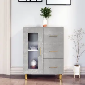 vidaXL Buffet gris béton 69,5x34x90 cm bois d'ingénierie pas cher