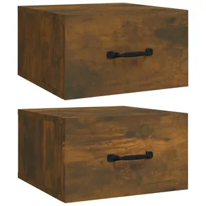 vidaXL Tables de chevet murales 2 pcs Chêne fumé 35x35x20 cm pas cher