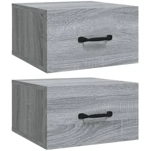 vidaXL Tables de chevet murales 2 pcs Sonoma gris 35x35x20 cm pas cher