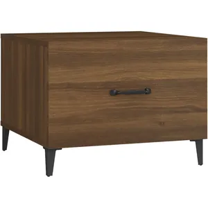 Comparateur de prix : vidaXL Table basse avec pieds en métal Chêne marron 50x50x40 cm