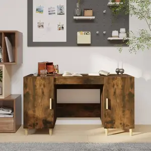 vidaXL Bureau chêne fumé 140x50x75 cm bois composite pas cher