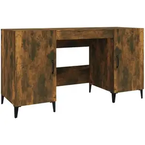 vidaXL Bureau Chêne fumé 140x50x75 cm Bois d'ingénierie pas cher