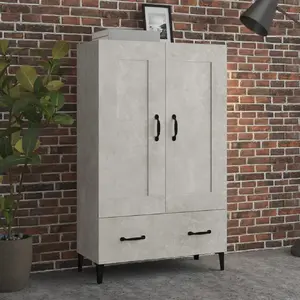 vidaXL Buffet haut Gris béton 70x31x115 cm Bois d'ingénierie pas cher
