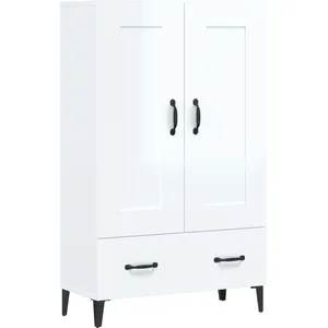 vidaXL Buffet Blanc brillant 70x31x115 cm Bois d'ingénierie pas cher