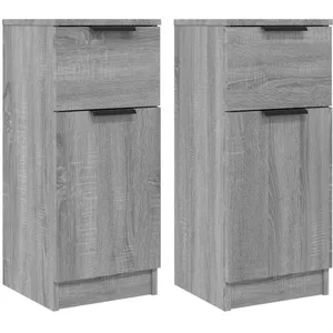 vidaXL Buffets 2 pcs Sonoma gris 30x30x70 cm Bois d'ingénierie pas cher