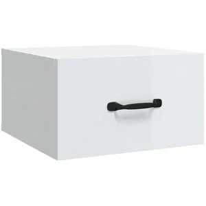 vidaXL Table de chevet murale Blanc brillant 35x35x20 cm pas cher