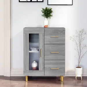 Comparateur de prix : VIDAXL Buffet Armoire Latérale Armoire de Rangement Meuble de Salon Salle de Séjour Intérieur Sonoma Gris 69,5x34x90 cm Bois d'Ingénierie