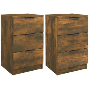 vidaXL Tables de chevet 2 pcs Chêne fumé 40x36x65 cm pas cher