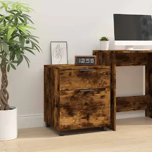 Comparateur de prix : vidaXL Classeur mobile avec roues Chêne fumé 45x38x54 cm Bois
