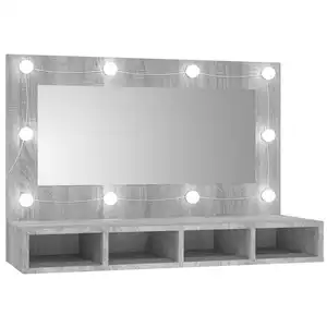 vidaXL Armoire à miroir avec LED Sonoma gris 90x31,5x62 cm pas cher