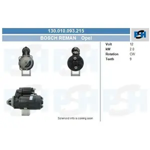 Démarreur Opel 2.0 Kw .010.093.215 Bosch Opel; Vauxhall Bosch 0.001.36... pas cher