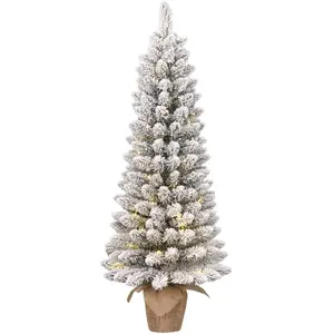 Black Box Sapin de Noël artificiel étroit LED avec toile de jute H90 pas cher