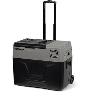 Comparateur de prix : Steamy Glacière à compresseur électrique à une zone unique avec roulet...