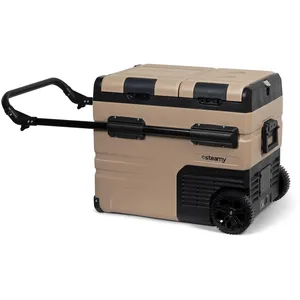 Steamy-E Dual Zone 45 Roller, Glacière à compresseur électrique avec roulettes, 45 litres, 12 V/230 V, pour Refroidir et Congeler, idéale pour Le Camping