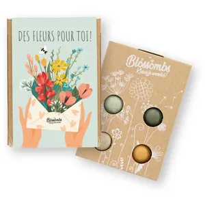 Coffre cadeau mini - 4 bombes à graines - Des fleurs pour toi - BIO | Blossombs pas cher