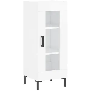 vidaXL Buffet haut Blanc brillant 34,5x34x180 cm Bois d'ingénierie pas cher
