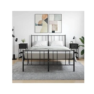 vidaXL Tables de chevet 2 pcs noir 34x36x70 cm bois d’ingénierie pas cher