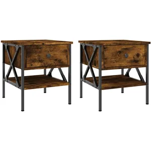 vidaXL Tables de chevet 2 pcs chêne fumé 40x42x45 cm bois d’ingénierie pas cher