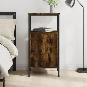 vidaXL Table de chevet chêne fumé 41x31x80 cm bois d'ingénierie pas cher