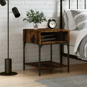 Comparateur de prix : vidaXL Table de chevet chêne fumé 40x41x50 cm bois d'ingénierie