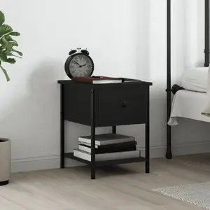 vidaXL Table de chevet noir 34x35,5x45 cm bois d’ingénierie pas cher