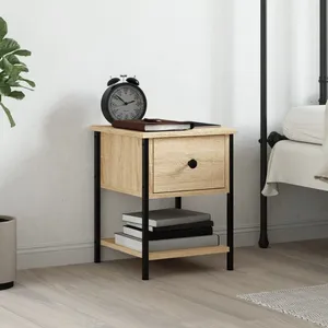 Comparateur de prix : vidaXL Table de chevet chêne sonoma 34x35,5x45 cm bois d'ingénierie