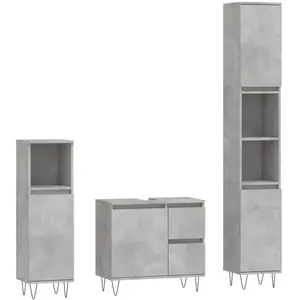 vidaXL Ensemble de meubles de salle de bain 3 pcs gris béton pas cher