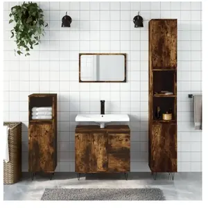 Comparateur de prix : vidaXL Ensemble de meubles de salle de bain 3 pcs Chêne fumé 3190226