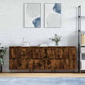 vidaXL Buffets 3 pcs Chêne fumé Bois d'ingénierie pas cher
