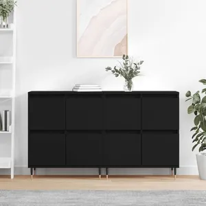 vidaXL Buffets 2 pcs noir bois d'ingénierie pas cher