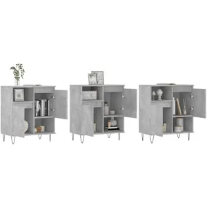 vidaXL Buffets 3 pcs gris béton bois d'ingénierie pas cher