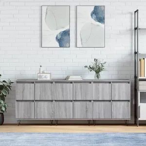 vidaXL Buffets 3 pcs Sonoma gris Bois d'ingénierie pas cher
