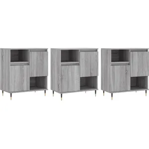 vidaXL Buffets 3 pcs Sonoma gris Bois d'ingénierie pas cher