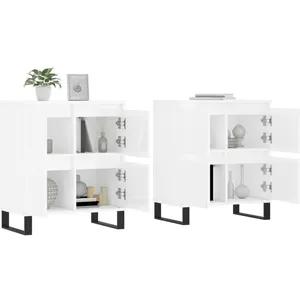 vidaXL Buffets 2 pcs blanc brillant bois d'ingénierie