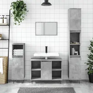 vidaXL Ensemble de meubles de salle de bain 3 pcs gris béton pas cher