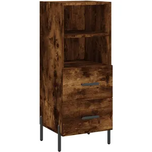 vidaXL Buffet haut Chêne fumé 34,5x34x180 cm Bois d'ingénierie pas cher