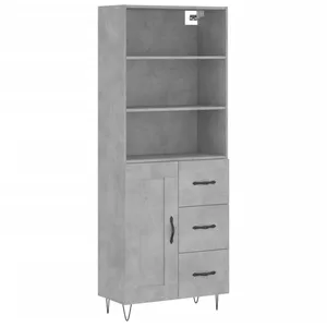vidaXL Buffet haut Gris béton 69,5x34x180 cm Bois d'ingénierie pas cher